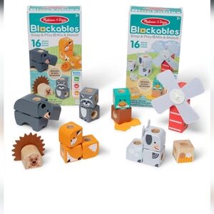 Melissa & Doug Blockables Animal Set - Gray, Orange, Brown. Farm And WOODLAND